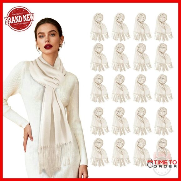 20-Piece Wedding Shawl Set with Fringes, Soft Polyester, 78x26 Inches